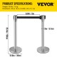 Buy Separator Posts 2 pieces Safety Barriers Height 90 cm Silver Separator Post with 2 m Black Extendable Tape 4-Way Connection