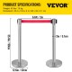 Buy Separator Posts 6 pieces Safety Barriers Height 90 cm Silver Separator Post with 2 m Red Extendable Tape 4-Way Connection