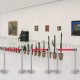 Buy Separator Posts 6 pieces Safety Barriers Height 90 cm Silver Separator Post with 2 m Red Extendable Tape 4-Way Connection