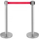 Buy Separator Posts 6 pieces Safety Barriers Height 90 cm Silver Separator Post with 2 m Red Extendable Tape 4-Way Connection