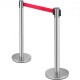 Buy Separator Posts 6 pieces Safety Barriers Height 90 cm Silver Separator Post with 2 m Red Extendable Tape 4-Way Connection