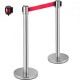 Buy Separator Posts 6 pieces Safety Barriers Height 90 cm Silver Separator Post with 2 m Red Extendable Tape 4-Way Connection