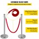 Buy Safety Barriers Height 90 cm Silver Safety Barriers with 1.5 m Velvet Rope Red