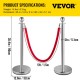 Buy Safety Barriers Height 90 cm Silver Safety Barriers with 1.5 m Velvet Rope Red