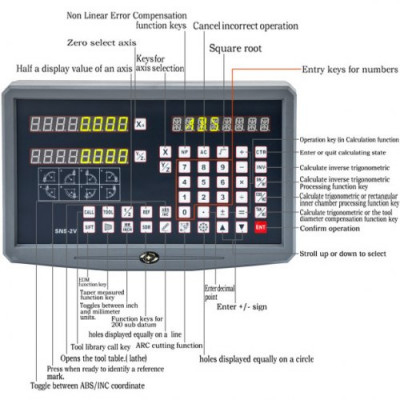 Regla Digital de 2 Ejes Digital Display Digital DRO para Fresadora o Torno Kit de Lectura Digital con 10 Tipos de Escala Reglas Digitales Visualizador Digital de 2 Ejes para Torno de Fresado