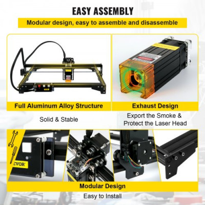 Mini Grabador Láser 410 x 400 mm 5,5W Máquina de Grabado de Escritorio Compatible con Windows7/8/10/11, iOS/Android Máquina de Grabado CNC para Papel, Madera, Cuero, Tela, Plástico, Acrílico