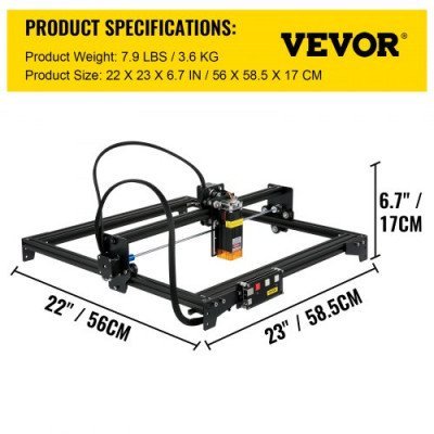 Mini Grabador Láser 410 x 400 mm 5,5W Máquina de Grabado de Escritorio Compatible con Windows7/8/10/11, iOS/Android Máquina de Grabado CNC para Papel, Madera, Cuero, Tela, Plástico, Acrílico