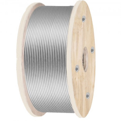 VEVOR Cable de Acero Inoxidable 152 m Cable de Acero Inoxidable Bobina de 4,8 mm Cable de Suspensión 1x19 Hilos Resistencia a la Rotura 1905,1 kg para Barandillas de Escaleras Tendedero Colgar Luces