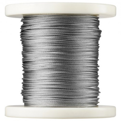 VEVOR Cable de Acero Inoxidable 100 m Diámetro de 1,59 mm Cable de Suspensión 7x7 hilos Resistencia a la Rotura 144kg 80 Manguitos 20 Terminales para Barandillas Tendedero Guirnalda de Luces Colgantes