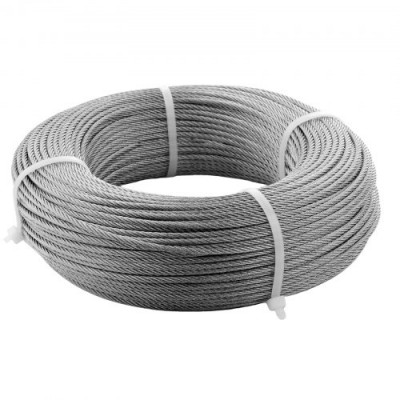 VEVOR Cable de Acero Inoxidable 91,5 m Diámetro de 3,18 mm Cable de Suspensión 7x7 hilos Resistencia a la Rotura 626 kg con Cortacables para Barandillas de Escaleras Tendedero Colgar Luces de Hadas