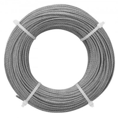 VEVOR Cable de Acero Inoxidable 91,5 m Diámetro de 3,18 mm Cable de Suspensión 7x7 hilos Resistencia a la Rotura 626 kg con Cortacables para Barandillas de Escaleras Tendedero Colgar Luces de Hadas