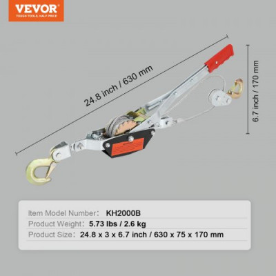 VEVOR Power Puller Come Along Winch 2 toneladas 4409 lbs Polipasto de tracción resistente 2 ganchos