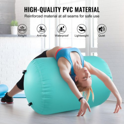 VEVOR Rodillo de Gimnasia Inflable 80 x 80 x 132,5 cm, Colchoneta de Gimnasia con Bomba eléctrica, Entrenador de Curva de Espalda para Uso doméstico/Gimnasio/Yoga/Playa/Parque, Verde