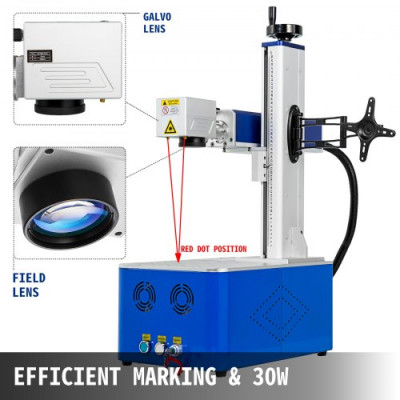 Máquina de Grabado Láser de Fibra 30W Grabador Láser de Metal 8000mm/s Marcador Láser de Fibra Compatible con Windows XP, 7, 8 en una Variedad de Metales de Alta Dureza y Materiales no Metálicos