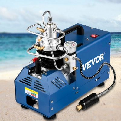 VEVOR Bomba PCP Eléctrica 300 BAR 30 MPa 4500 PSI Compresor de Aire de Alta Presión 1800W Bomba de Aire de Alta Presión 37x18x40 cm Apagado Manualmente, Separador de Agua y Aceite para Tanque de Buceo