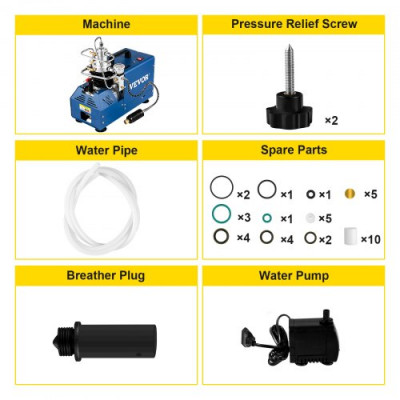 VEVOR Bomba PCP Eléctrica 300 BAR 30 MPa 4500 PSI Compresor de Aire de Alta Presión 1800W Bomba de Aire de Alta Presión 37x18x40 cm Apagado Manualmente, Separador de Agua y Aceite para Tanque de Buceo