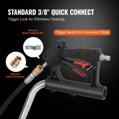 VEVOR Limpiador de Superficies para Limpiador de Alta Presión 508 mm Accesorio Limpiador de Suelos de Acero Inoxidable con Mango Giratorio 310 bar Conector de 0,95 cm Adaptador de 0,635 cm para Patio