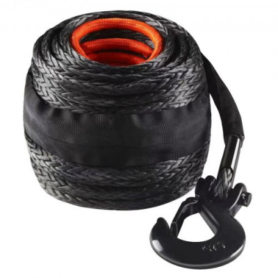 VEVOR Cuerda de Cabrestante 12,7 mm x 28,0 m Cable Sintético Resistencia a la Rotura de 142,3 kN con Funda Protectora, Gancho de Cabrestante Forjado, Correa de Tracción para SUV, Vehículos, Camiones