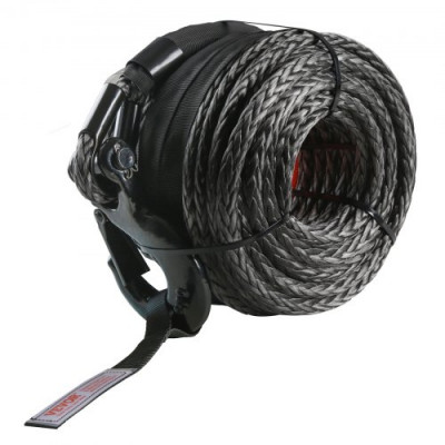 VEVOR Cuerda de Cabrestante 12,7 mm x 28,0 m Cable Sintético Resistencia a la Rotura de 142,3 kN con Funda Protectora, Gancho de Cabrestante Forjado, Correa de Tracción para SUV, Vehículos, Camiones