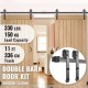 Koop Hardwareset voor schuifdeur 335 cm dubbele deurrailset Koolstofstalen schuifdeurgeleider Belasting 150 kg Deur Max. 167 cm Dikte 35-45 mm Schuurgarage