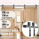 Buy Sliding Door Hardware Kit 13ft/396cm Double Door Track Kit Carbon Steel Sliding Door Guide Load 150kg Max Door 198cm Thickness 35-45mm Barn Garage