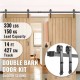 Buy Sliding Door Hardware Kit 14ft/426cm Double Door Track Kit Carbon Steel Sliding Door Guide Load 150kg Max Door 213cm Thickness 35-45mm Barn Garage