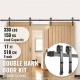 Buy Sliding Door Hardware Kit 17ft/518cm Double Door Track Kit Carbon Steel Sliding Door Guide Load 150kg Max Door 259cm Thickness 35-45mm Barn Garage