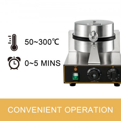 Máquina de Gofres Antiadherentes de Una Sola Cabeza Máquina de Gofres de Acero Inoxidable Máquina de Gofres de Calefacción Eléctrica Máquina de Gofres de Calefacción de Doble Cara Comercial