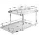 Buy 2 Tier Under Sink Pull Out Organizer 322x533mm & 300x516mm Chrome Steel Sliding Shelf 30kg Load Smooth Gliding for Bathroom Kitchen Organization