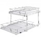 Buy 2 Tier Under Sink Pull Out Organizer 474x533mm & 452x516mm Chrome Steel Sliding Shelf 30kg Load Smooth Gliding for Bathroom Kitchen Organization