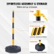 Buy Traffic Post 2 Pieces Boundary Post with Fillable Base Adjustable Height Traffic Cone Long Chain 2.4m for Traffic Control Construction Site Parking Lot Yellow and Black