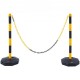 Buy Traffic Post 2 Pieces Boundary Post with Fillable Base Adjustable Height Traffic Cone Long Chain 2.4m for Traffic Control Construction Site Parking Lot Yellow and Black