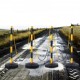 Buy Traffic Post 4 Pieces Boundary Post with Fillable Base Adjustable Height Traffic Cone Long Chain 2.4m for Traffic Control Construction Site Parking Lot, Yellow and Black