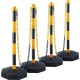 Buy Traffic Post 4 Pieces Boundary Post with Fillable Base Adjustable Height Traffic Cone Long Chain 2.4m for Traffic Control Construction Site Parking Lot, Yellow and Black