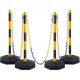 Buy Traffic Post 4 Pieces Boundary Post with Fillable Base Adjustable Height Traffic Cone Long Chain 2.4m for Traffic Control Construction Site Parking Lot, Yellow and Black