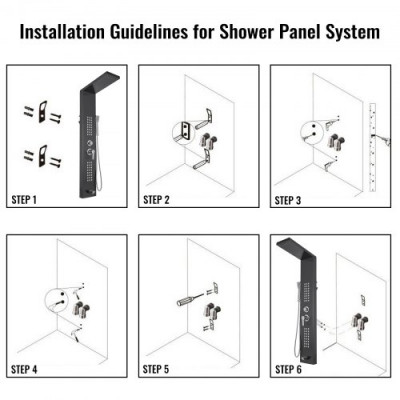 Panel de Ducha Columna de ducha 5 en 1 Ducha Panel en Aluminio 5 en 1 Ducha Hidromasaje Columna de Hidromasaje de Ducha de Cascada de Acero