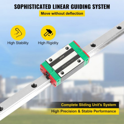 Carril Guía Lineal 15-1500mm Bloque De Cojinete De Carro Tipo Cuadrado