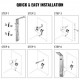 Buy Shower Panel Shower Column Hydromassage Column in Aluminum Shower Hydromassage Shower Stainless Steel Waterfall Shower Panel Color