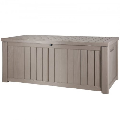 VEVOR Caja de Jardín 1430x675x605 mm Caja de Almacenamiento Exterior 454,2 L PP Candado Impermeable Aleación de Aluminio para Piscina, Juguetes, Herramientas, Cojines, Terraza, Balcón, Interior, Gris