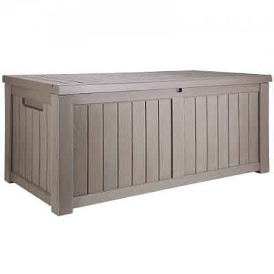 VEVOR Caja de Jardín 1430x675x605 mm Caja de Almacenamiento Exterior 454,2 L PP Candado Impermeable Aleación de Aluminio para Piscina, Juguetes, Herramientas, Cojines, Terraza, Balcón, Interior, Gris