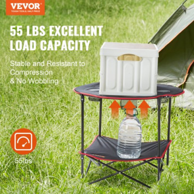 VEVOR Mesa de Camping 72x72x61 cm Carga de 25 kg Mesa Plegable Portátil para Exteriores Bandeja Ligera en Tejido Oxford 600D Estructura de Acero con Bolsa de Transporte para Playa Pícnic Barbacoa