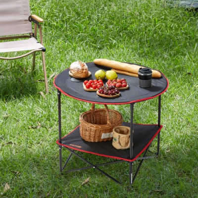 VEVOR Mesa de Camping 72x72x61 cm Carga de 25 kg Mesa Plegable Portátil para Exteriores Bandeja Ligera en Tejido Oxford 600D Estructura de Acero con Bolsa de Transporte para Playa Pícnic Barbacoa