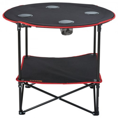 VEVOR Mesa de Camping 72x72x61 cm Carga de 25 kg Mesa Plegable Portátil para Exteriores Bandeja Ligera en Tejido Oxford 600D Estructura de Acero con Bolsa de Transporte para Playa Pícnic Barbacoa