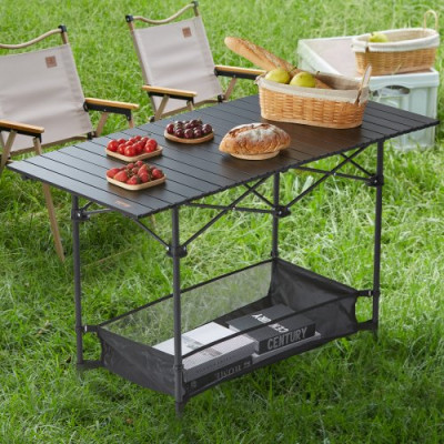 VEVOR Mesa de Camping 115x55x70 cm Carga de 100 kg Mesa Plegable Ligera para Exteriores Bandeja de Aleación de Aluminio y Tubo de Acero con Bolsa de Transporte para Playa Pícnic Barbacoa Senderismo