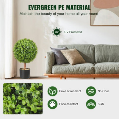 VEVOR Planta artificial de árbol topiario de 2 pies con hojas reemplazables para decoración del hogar