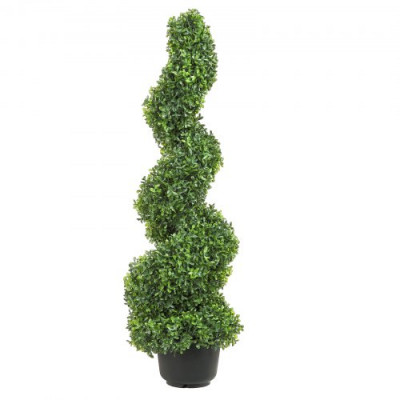 VEVOR Topiario de Boj Artificial 91 cm Espiral de Boj Artificial 2 Plantas Falsas de PE 10 Hojas Reemplazables con Maceta Inodoro para Decoración de Exteriores Interiores Jardín Terraza Balcón Entrada