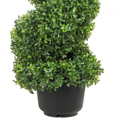 VEVOR Boj Topiario Artificial 122 cm Espiral de Boj Artificial 2 Plantas Falsas de PE 10 Hojas Recambiables con Maceta Inodora para Decoración de Exteriores Interiores Jardín Terraza Balcón Entrada