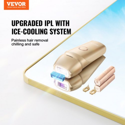 VEVOR Depiladora Luz Pulsada Enfriamiento por Hielo Depiladora Láser IPL Indolora 16 J con Modo Automático/Manual Depilación en el Hogar 5 Niveles de Intensidad para Piernas Brazos Axilas Bikini Mujer