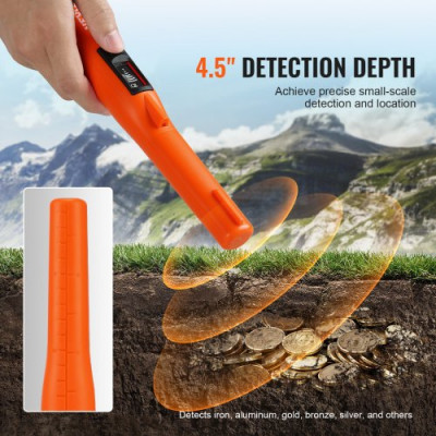 VEVOR Pinpointer Detector de Metales IP68 Totalmente Impermeable Puntero de Metal Portátil Profundidad de Detección 114 mm 3 Modos Pantalla LCD con Estuche de Batería de 9 V para Adultos y Niños