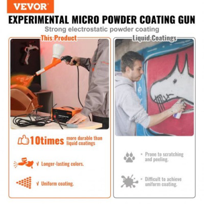 VEVOR Sistema de recubrimiento en polvo kit de recubrimiento en polvo con salida electrostática de 50 KV, pistola rociadora, interruptor de pie, boquillas y vasos para polvo